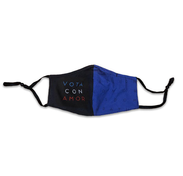 Vota Con Amor Spanish Mask (Black and Blue Design)